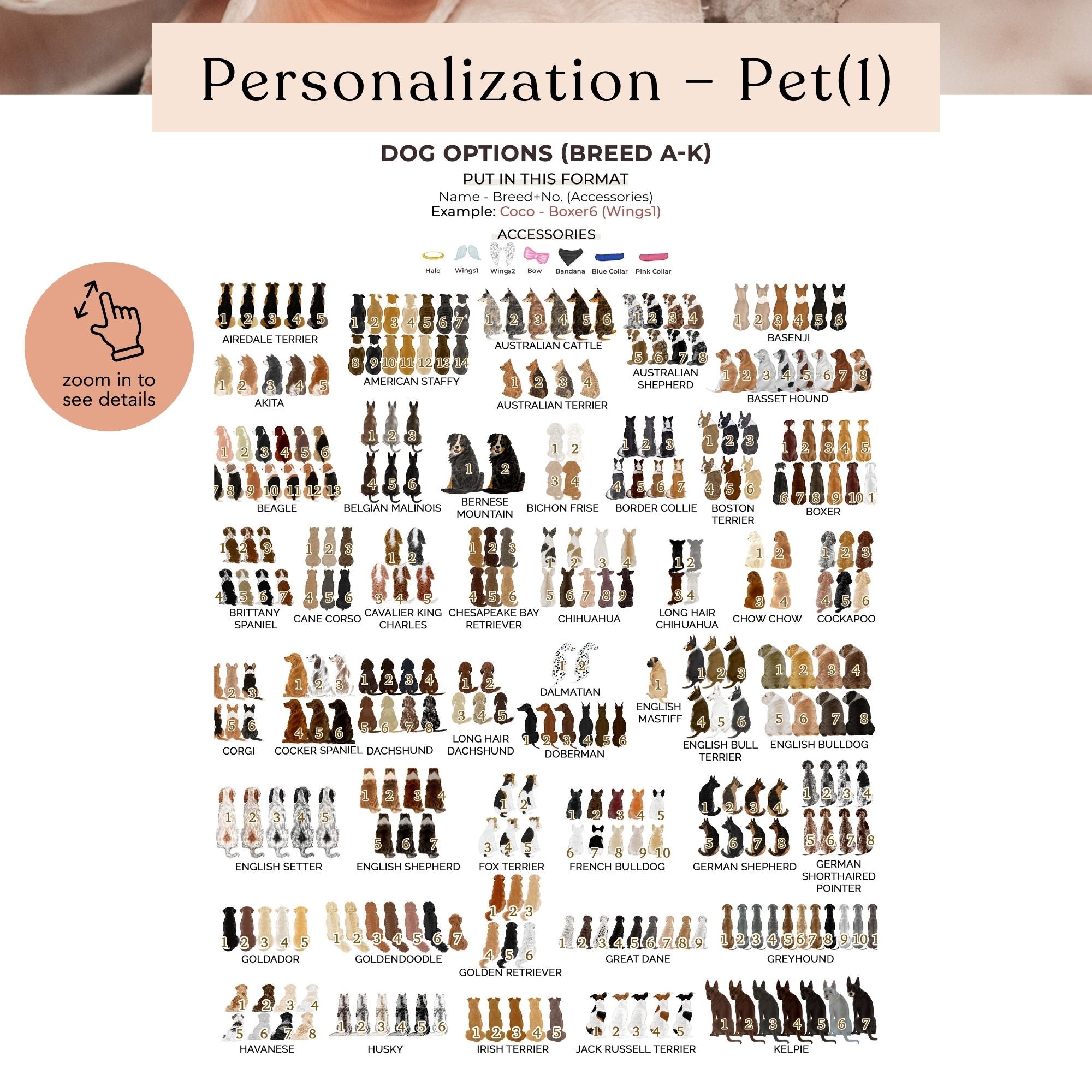 The image is a collage of various dog breeds, each represented by a unique illustration. The breeds include breeds like Airedale Terrier, Australian Cattle Dog, Berenstain Bears, and more. The illustrations depict dogs in different poses and expressions, showcasing the diversity of dog breeds.