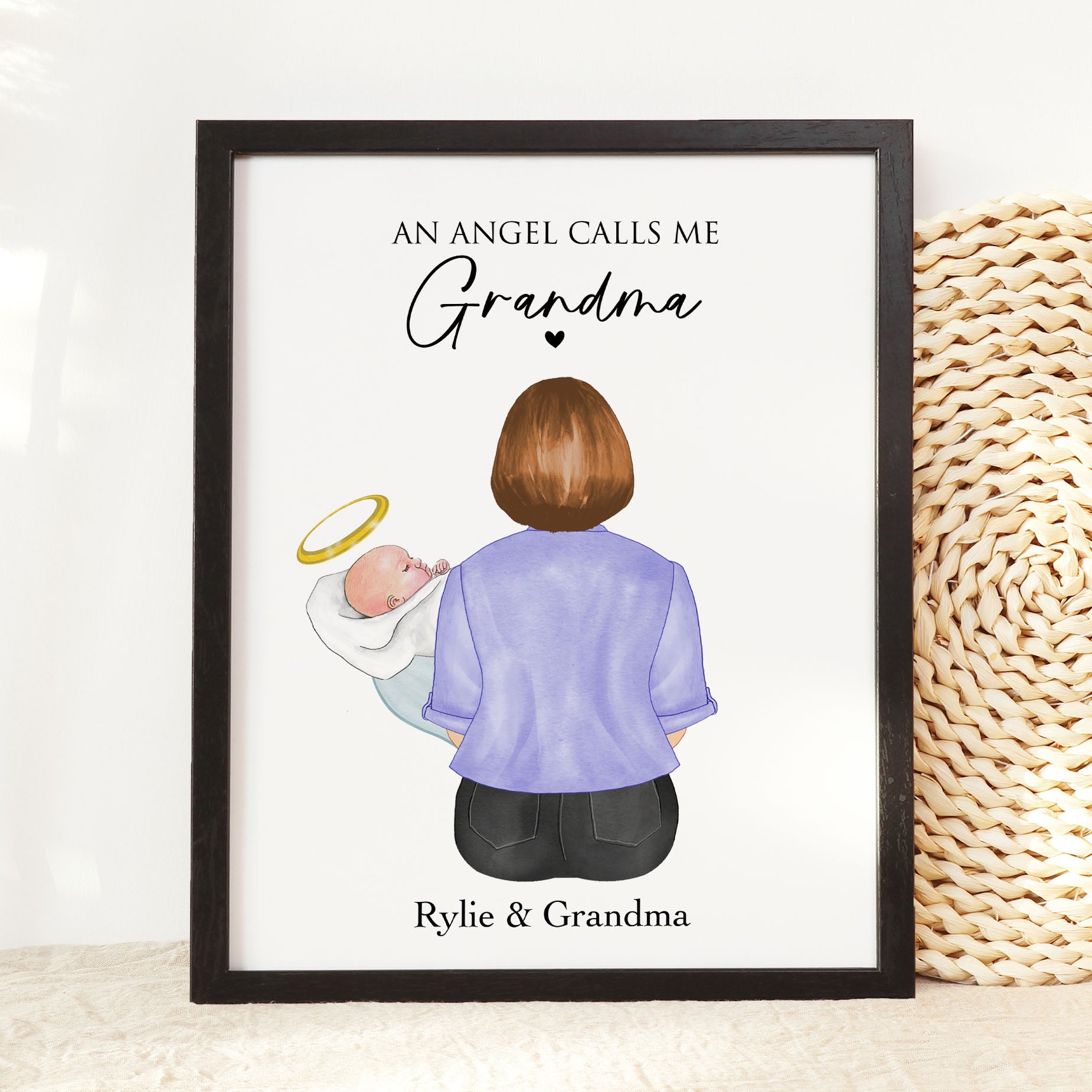 Grandma of Angel Baby Loss Memorial Wall Art Print
