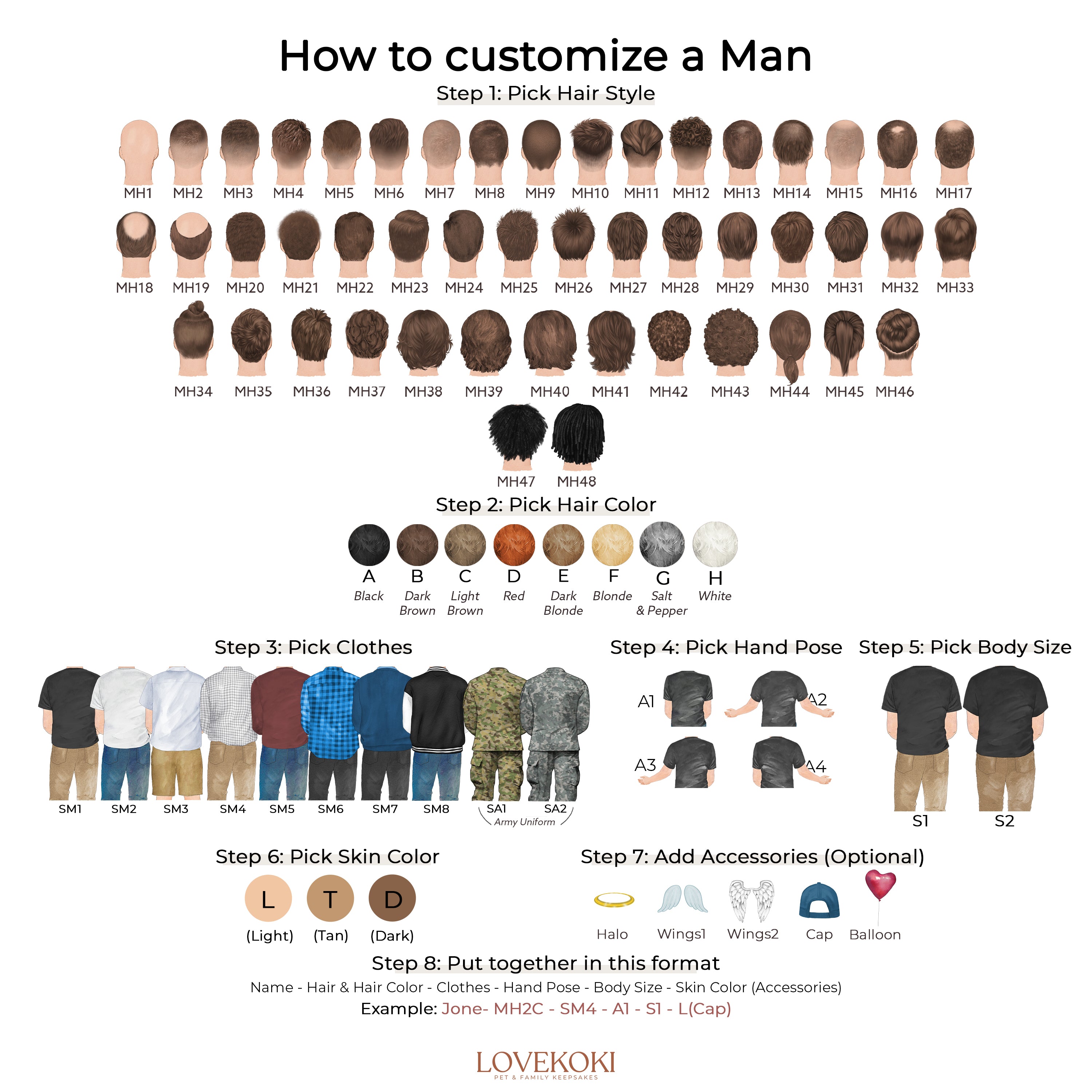 a diagram of how to customize a man's shirt