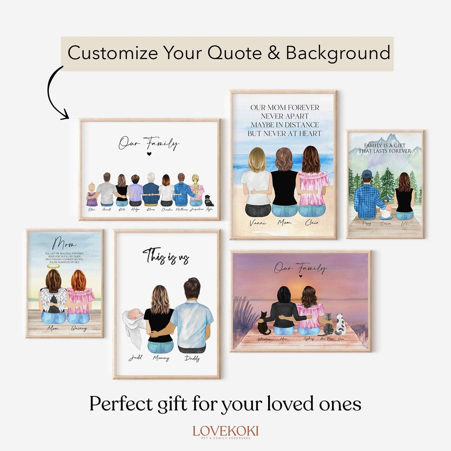 a set of four personalized greeting cards