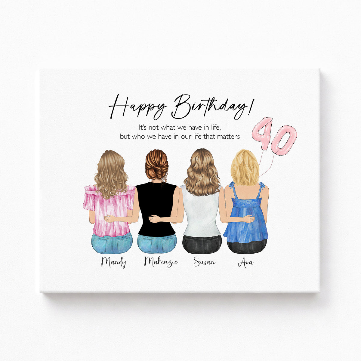 Custom 40th Birthday Portrait | Bestie Birthday Gift for Her
