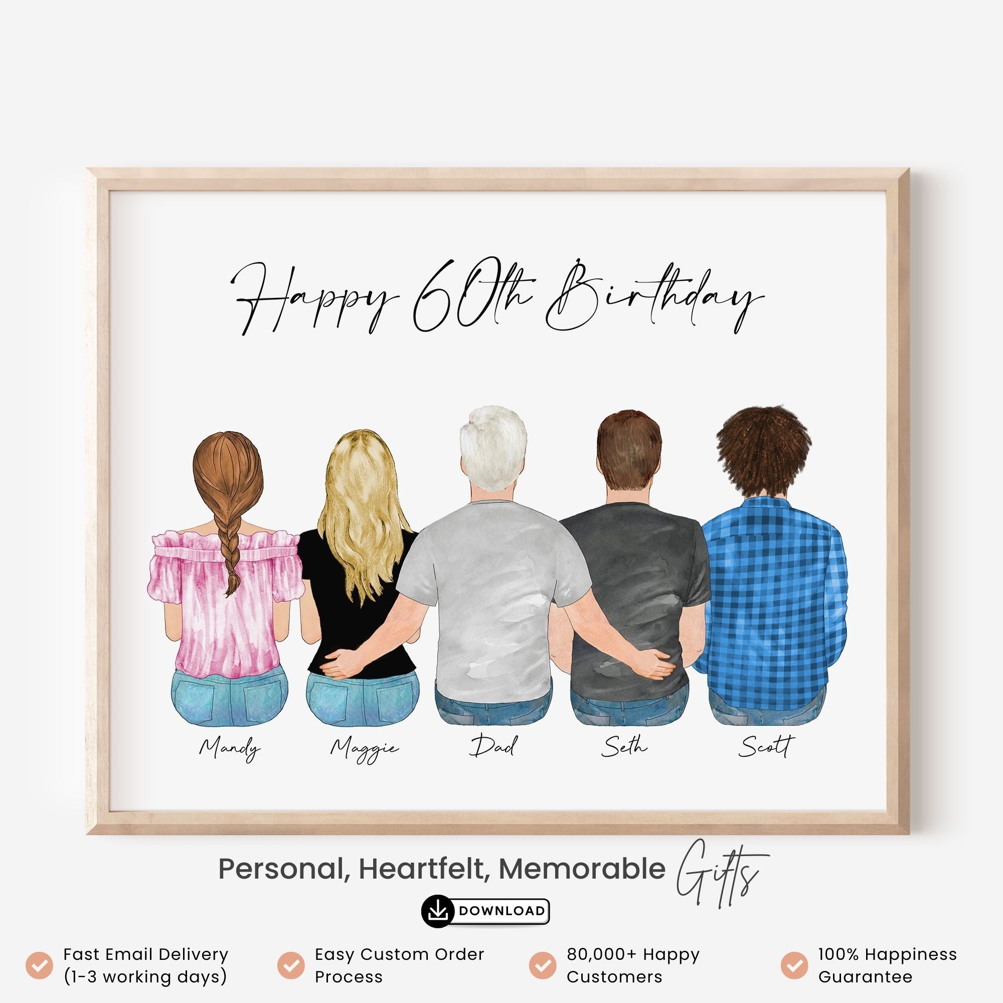 Happy 60th Birthday Portrait Wall Art