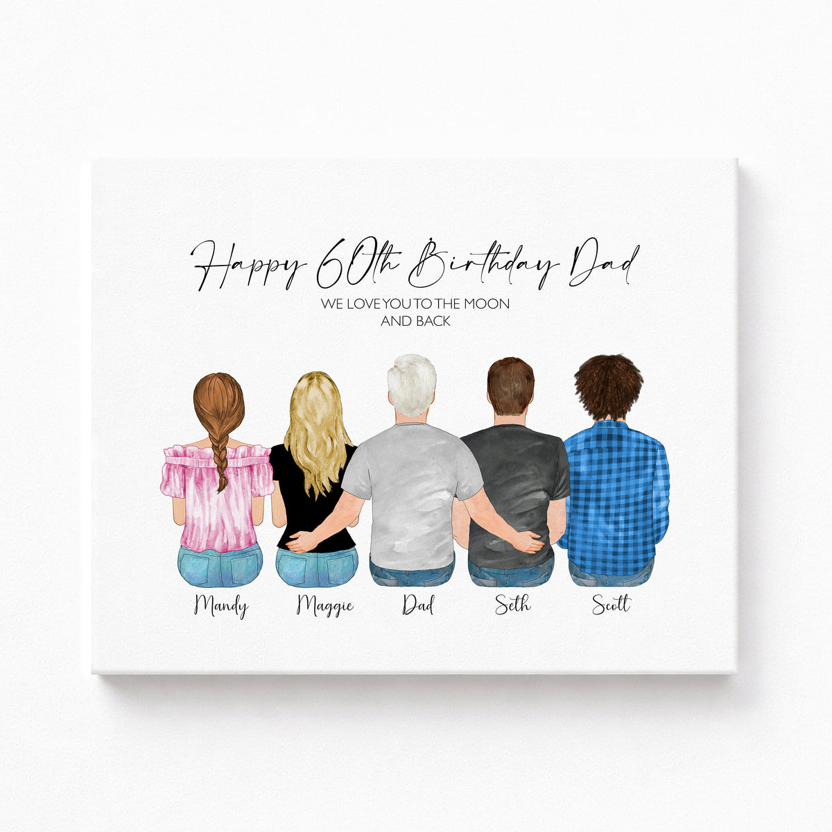 Custom 60th Birthday Portrait for Dad | Family Birthday Gift