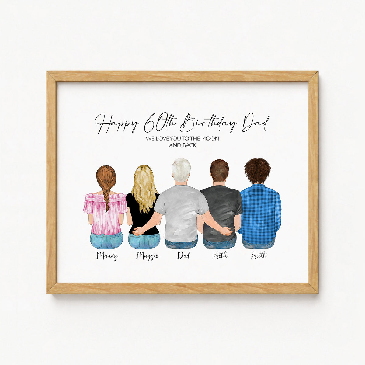 Custom 60th Birthday Portrait for Dad | Family Birthday Gift