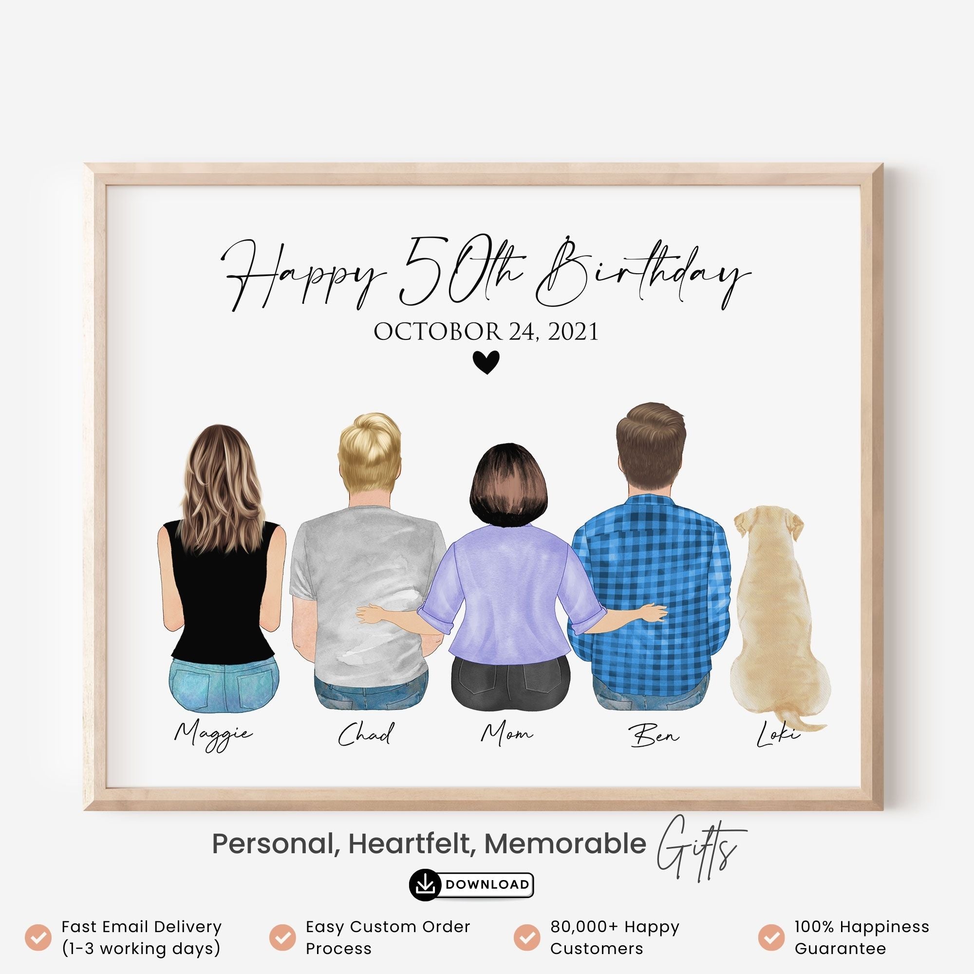 Happy 50th Birthday Portrait Wall Art