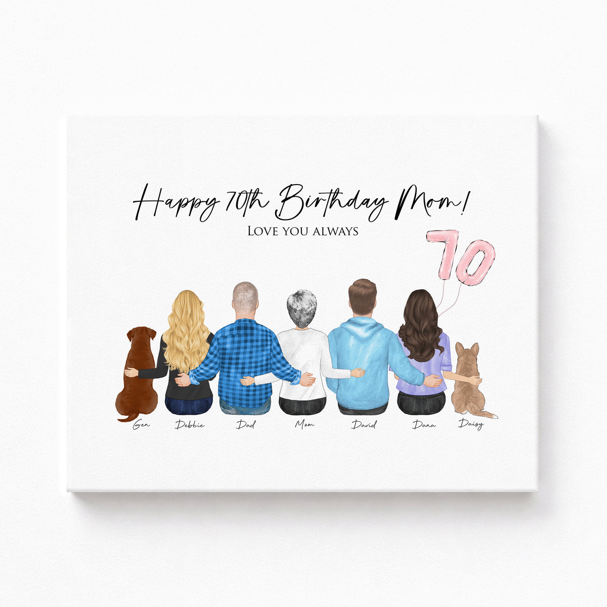 Custom 70th 80th 90th Birthday Portrait | Milestone Family Gift