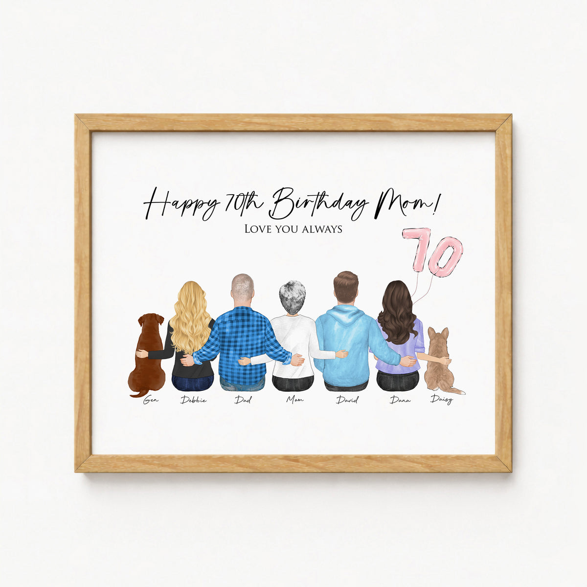 Custom 70th 80th 90th Birthday Portrait | Milestone Family Gift