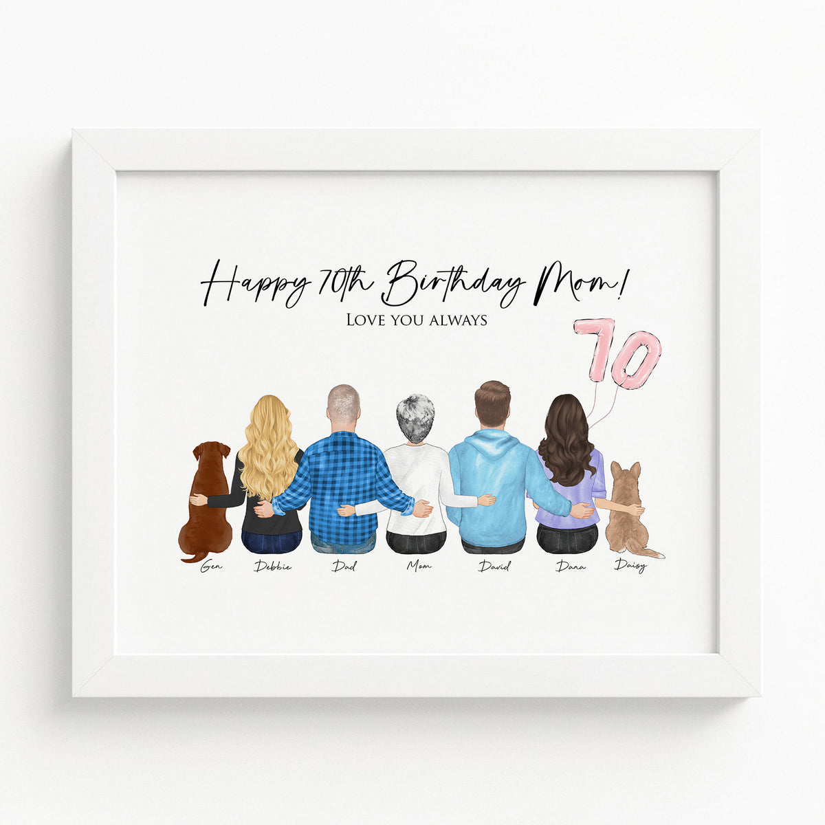 Custom 70th 80th 90th Birthday Portrait | Milestone Family Gift