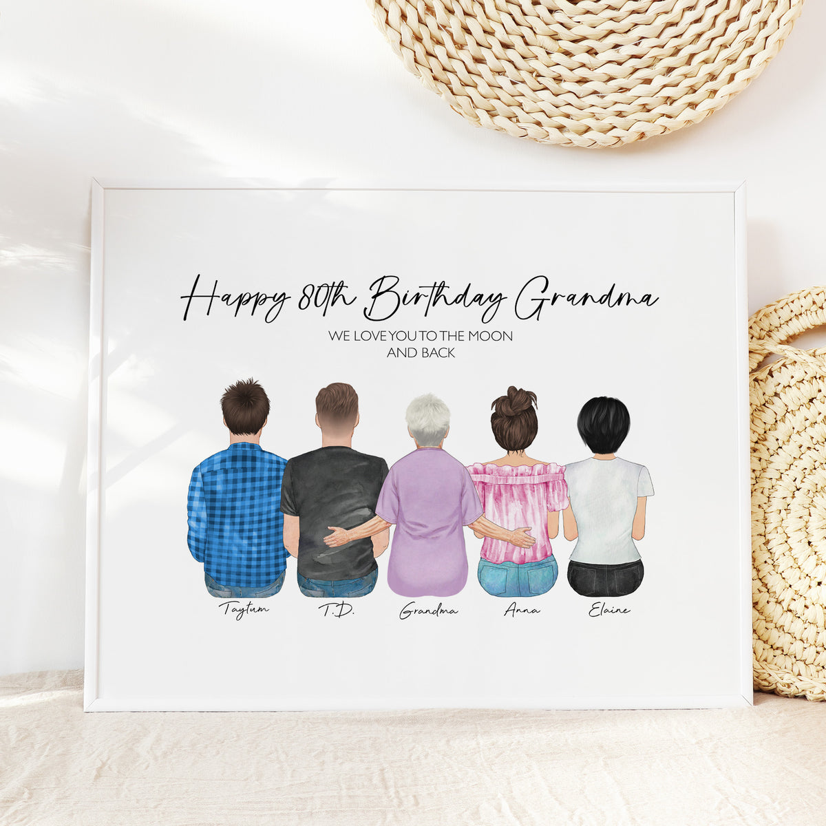 Custom 80th 90th Milestone Birthday Portrait | Birthday Gift