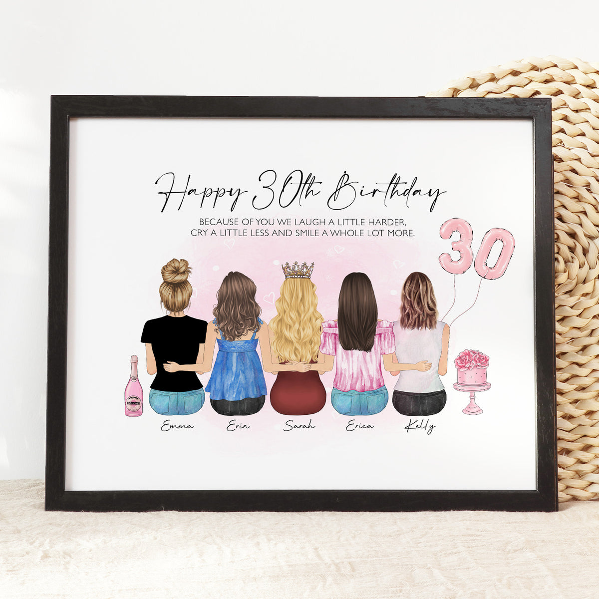 Custom 30th Birthday Portrait | Best Friend Birthday Gift