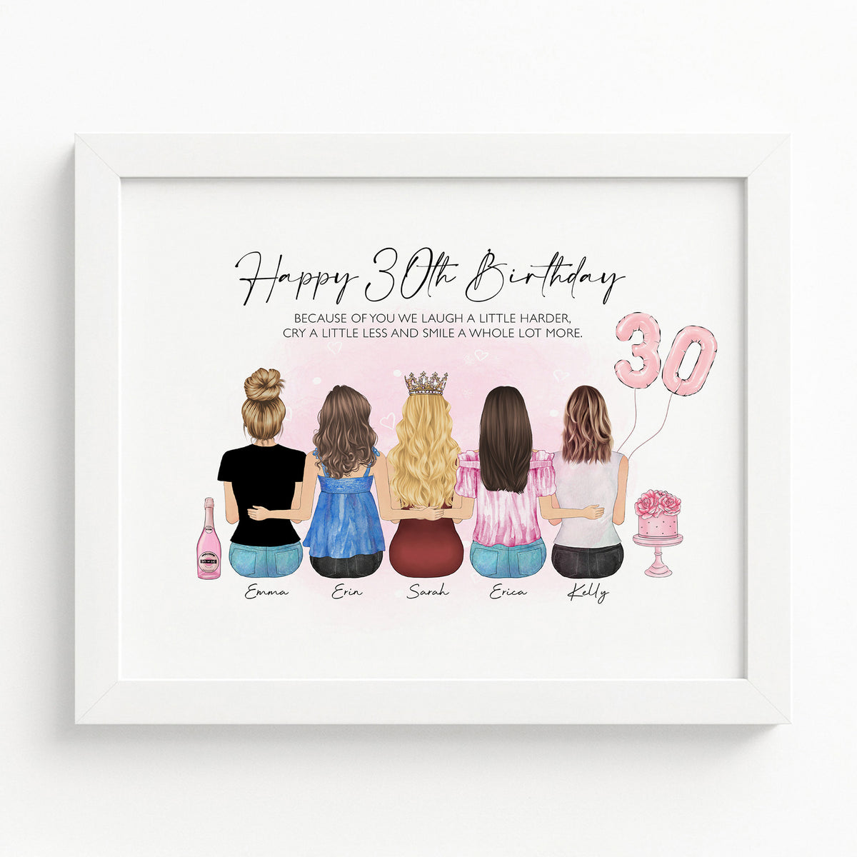 Custom 30th Birthday Portrait | Best Friend Birthday Gift