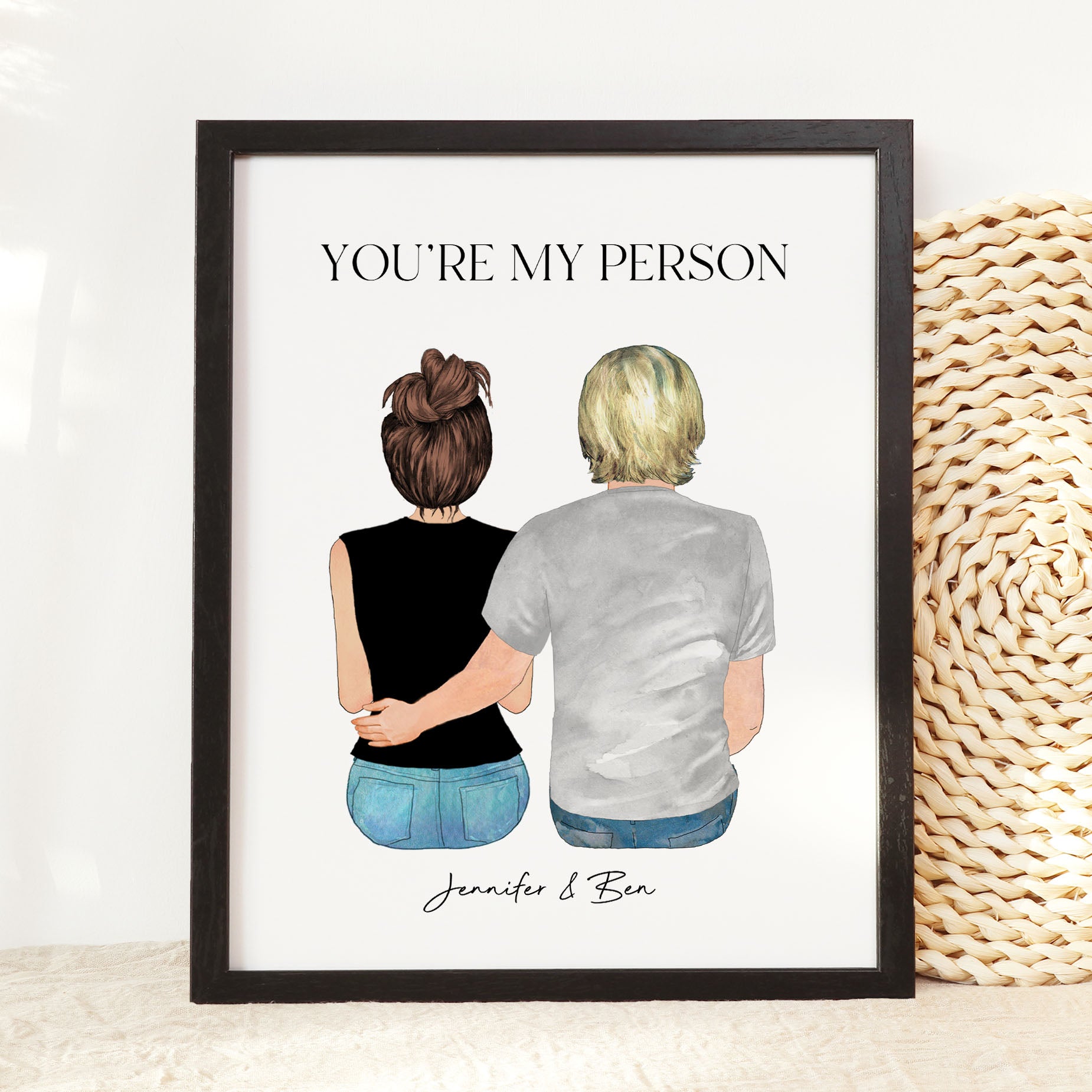 Custom Couple Portrait Wall Art, Birthday Gift for Boyfriend, Couple Print, Anniversary wedding Engagement Gift for him Husband