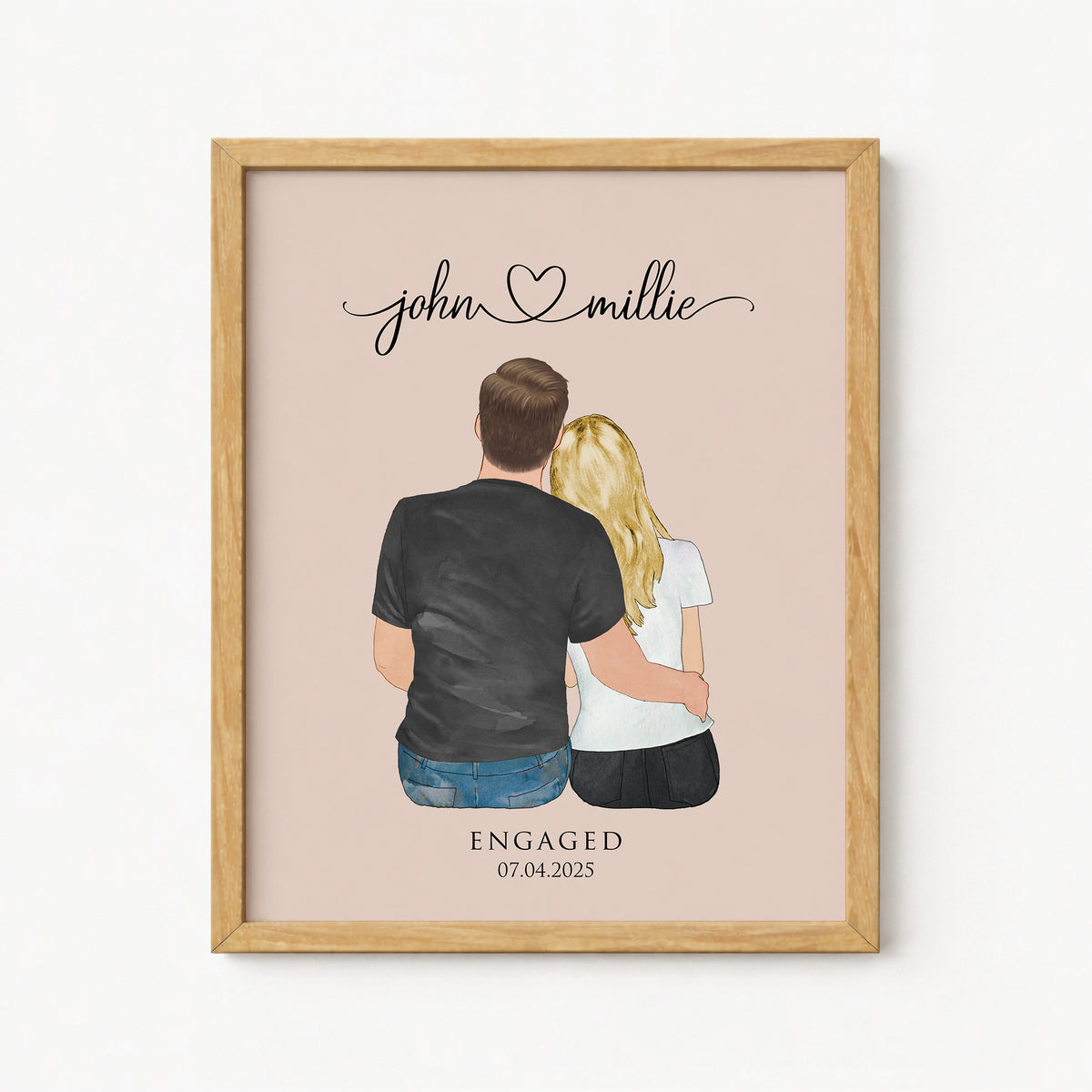 Custom Couple Portrait with Established Date | Anniversary Gift