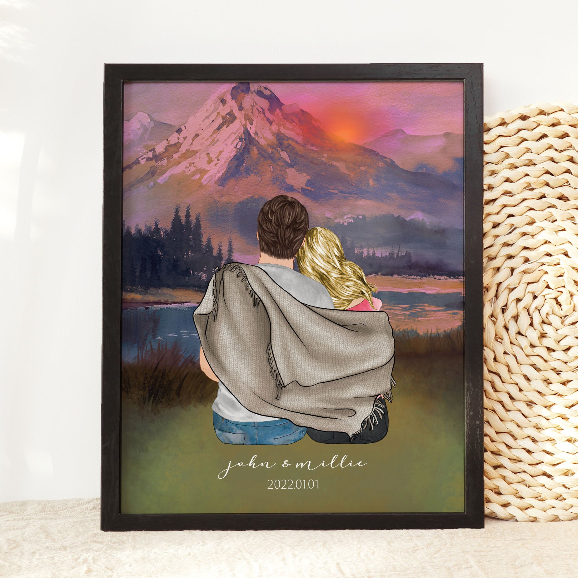 Personalized Couple Mother's Day Gift, Custom Engagement Print,Personalized Gift Wall Art for him,Anniversary Gift,Boyfriend Birthday Gift