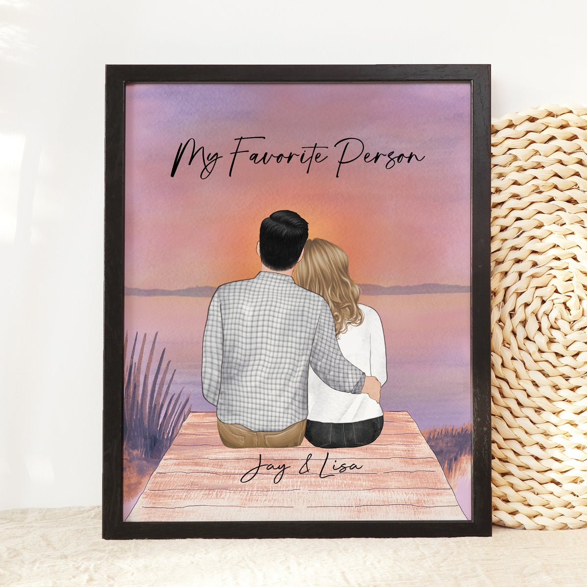 Custom Couple Camping at Night Portrait | Anniversary Gift