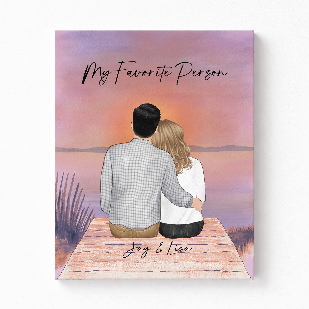 Custom Couple Camping at Night Portrait | Anniversary Gift