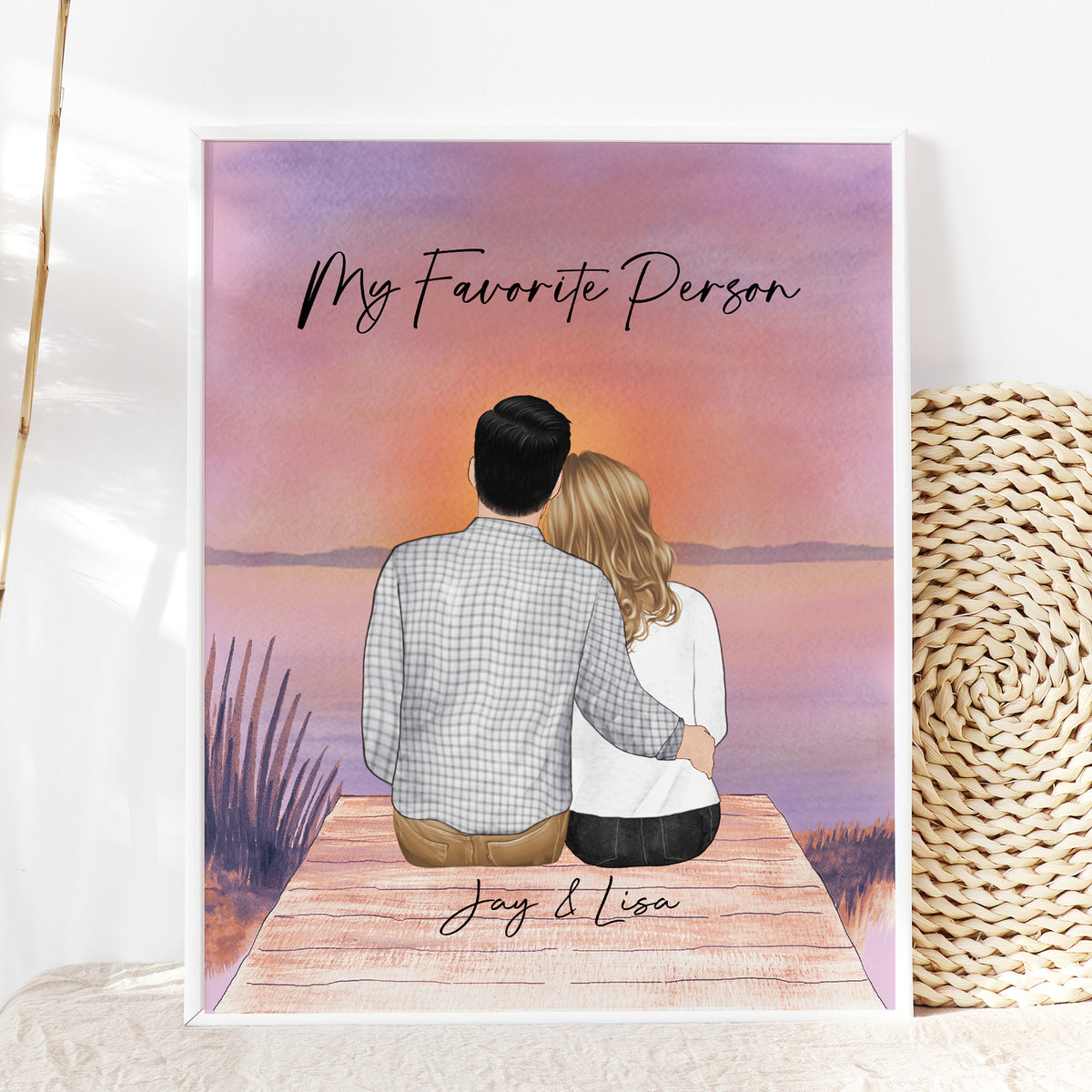 Custom Couple Camping at Night Portrait | Anniversary Gift