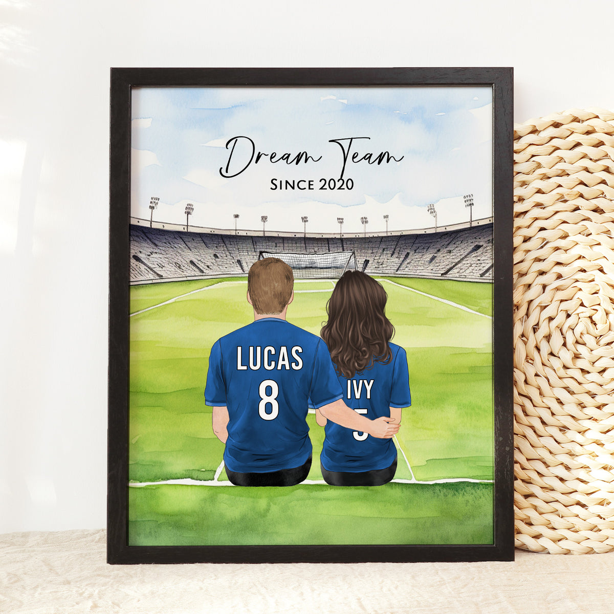 Custom Soccer Couple Portrait | Soccer Fan Anniversary Gift