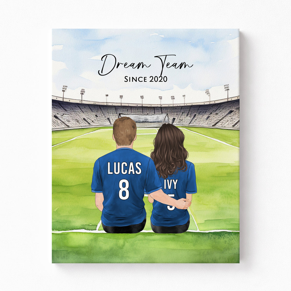 Custom Soccer Couple Portrait | Soccer Fan Anniversary Gift