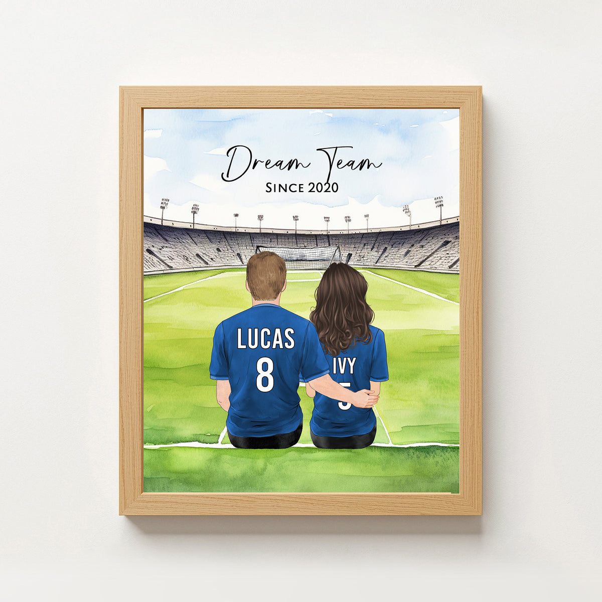 Custom Soccer Couple Portrait | Soccer Fan Anniversary Gift