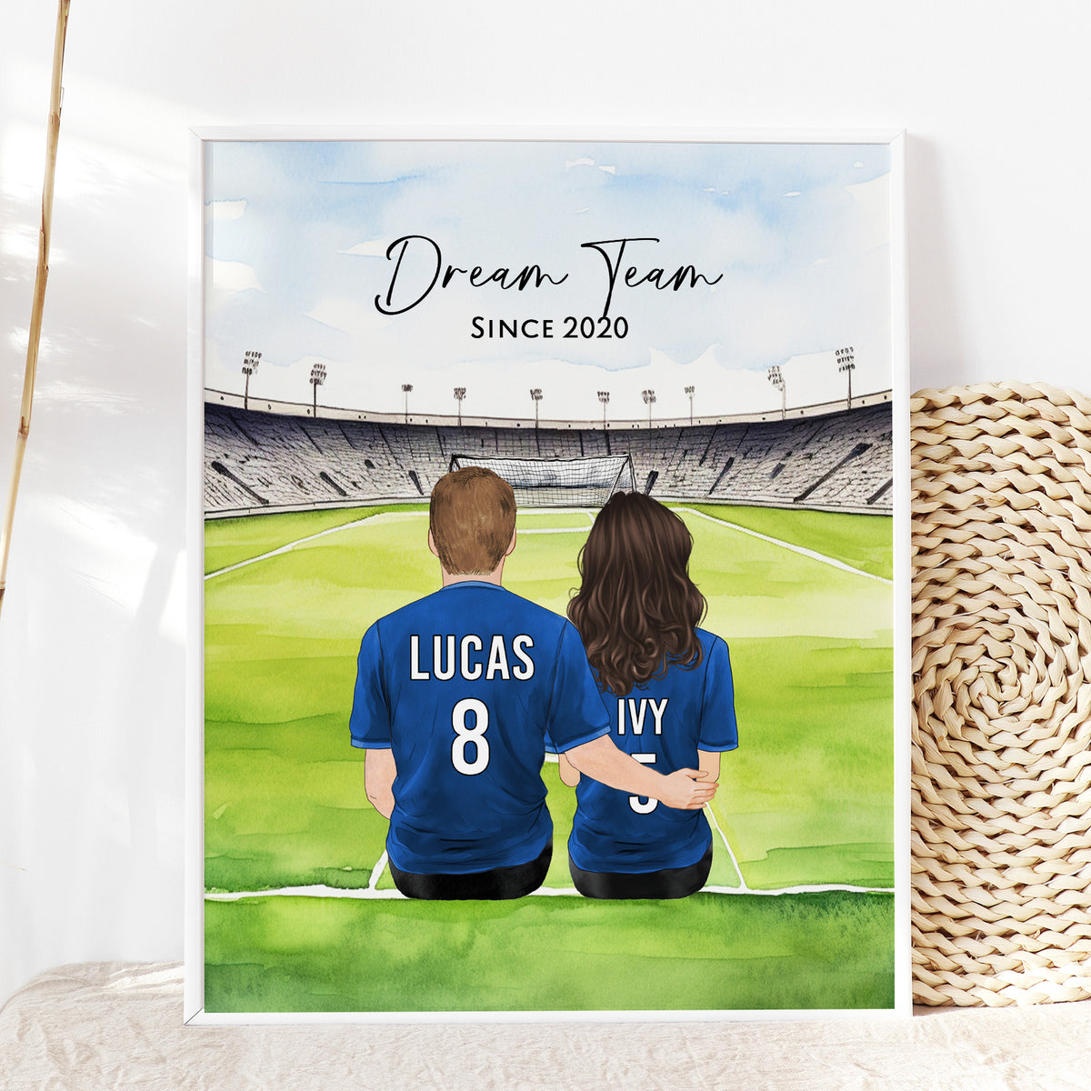 Custom Soccer Couple Portrait | Soccer Fan Anniversary Gift