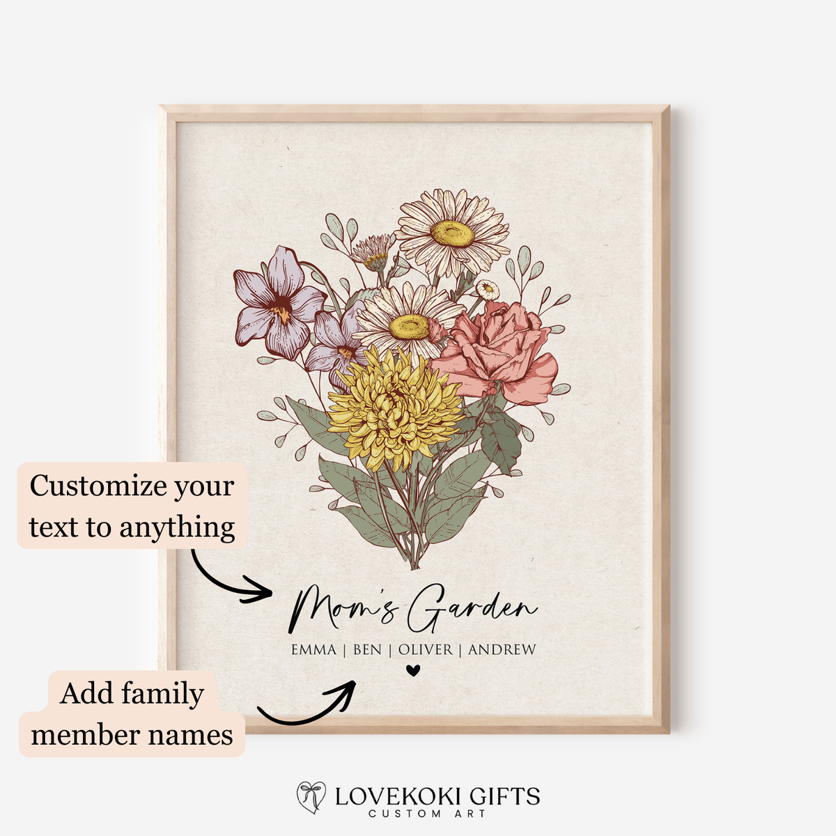 Grandma's Garden Birth Flower Bouquet | Personalized Gift