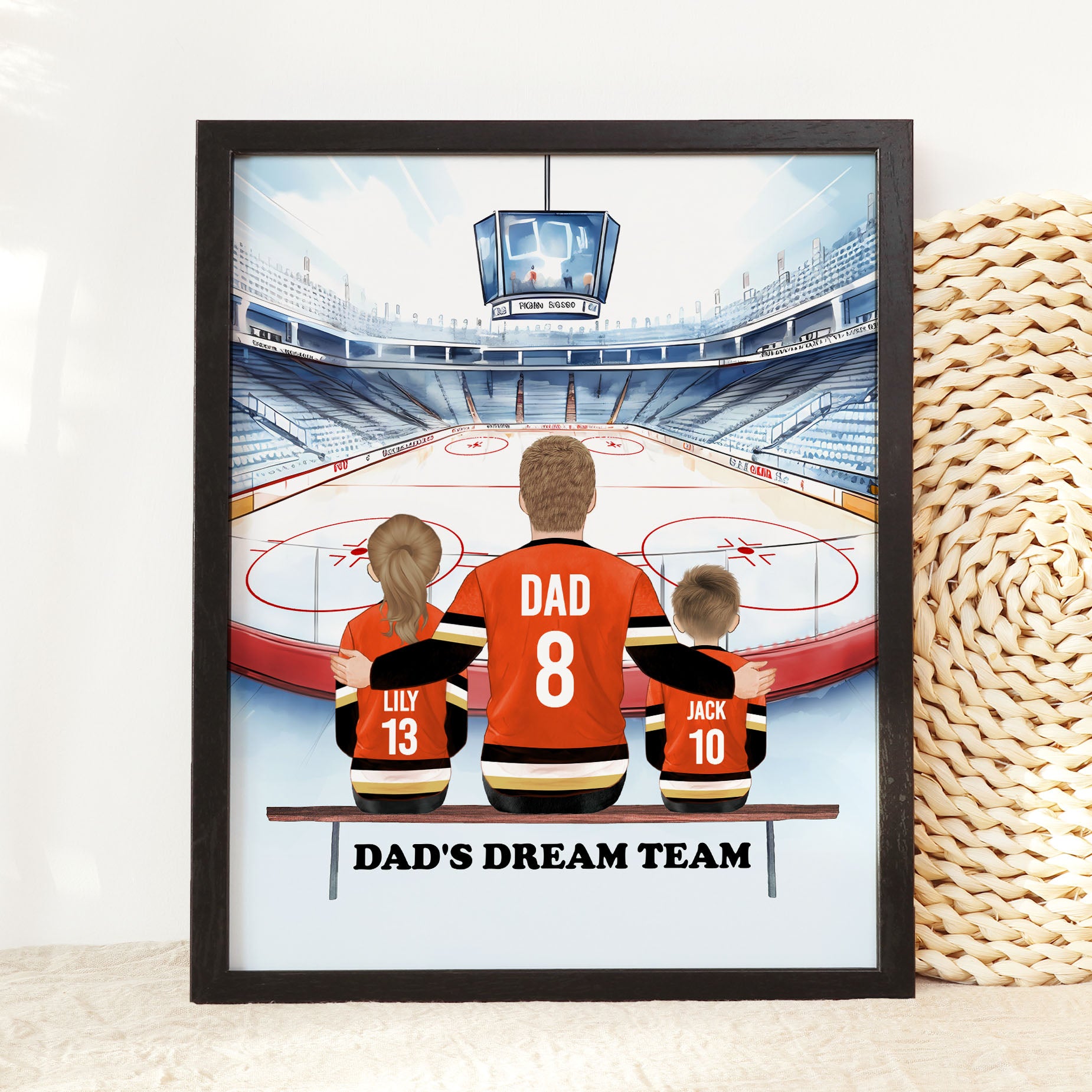 Daddys Dream Team Hockey, Grandads Dream Team Custom Hockey Print, Dad and Kids Christmas Gift from KidsHockey Gift Personalized Poster