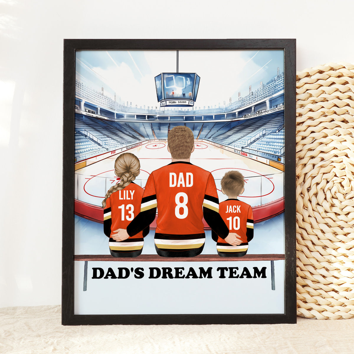 Daddy's Dream Team Hockey Portrait | Gift for Dad