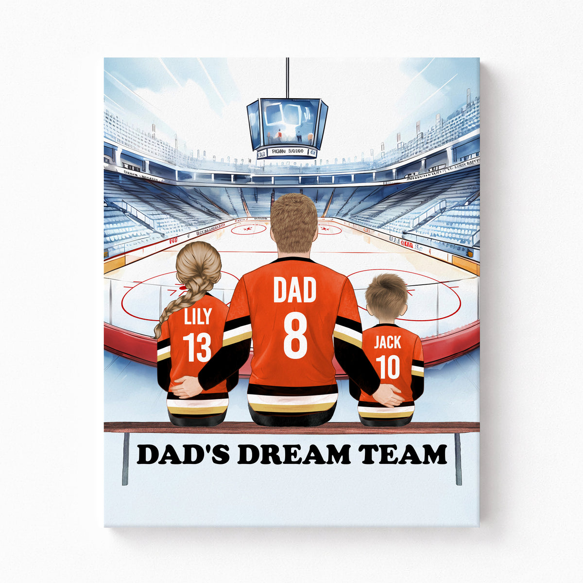 Daddy's Dream Team Hockey Portrait | Gift for Dad