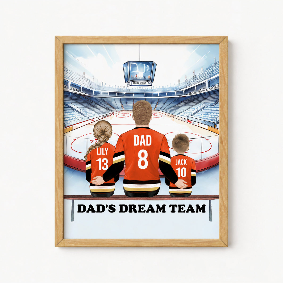 Daddy's Dream Team Hockey Portrait | Gift for Dad