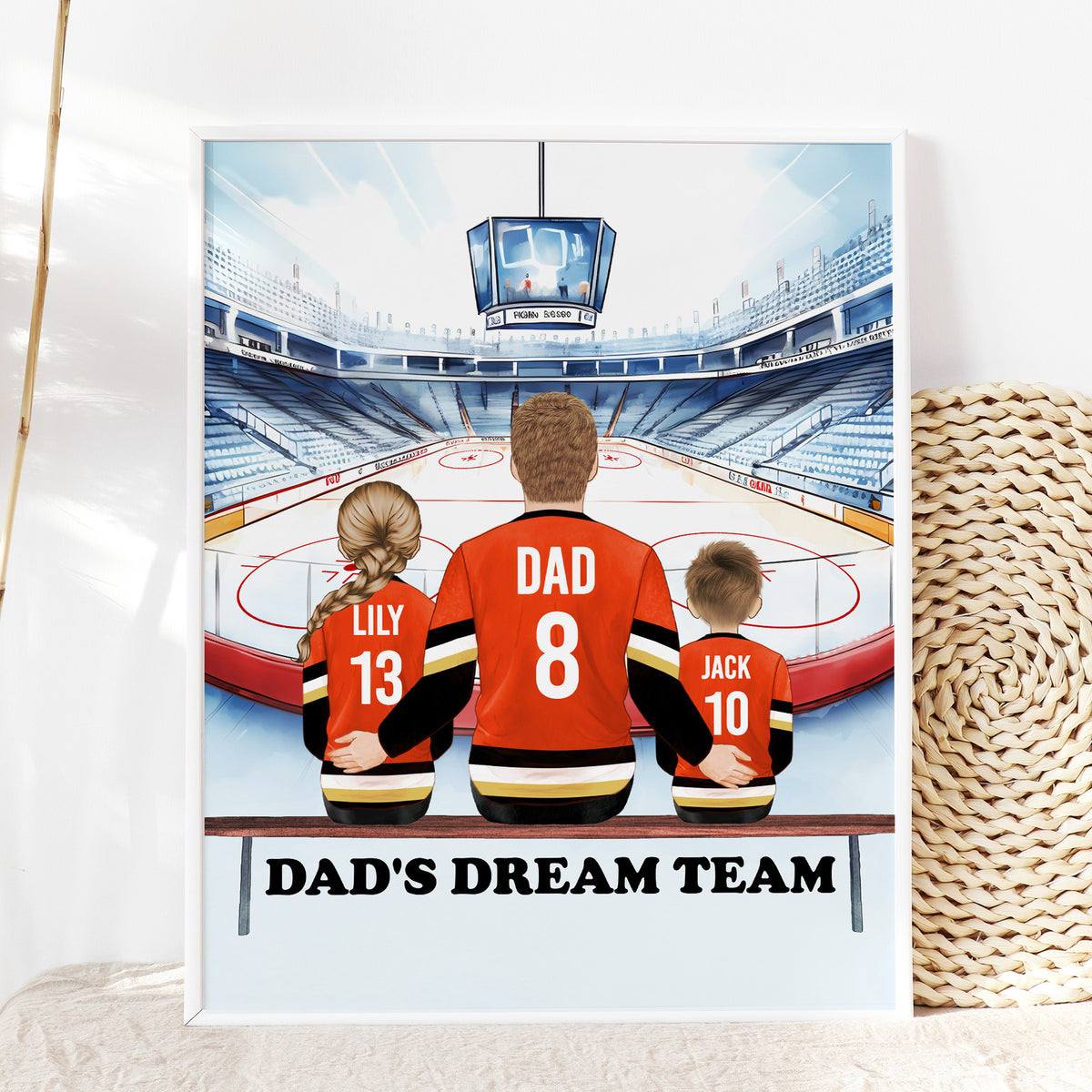 Daddy's Dream Team Hockey Portrait | Gift for Dad