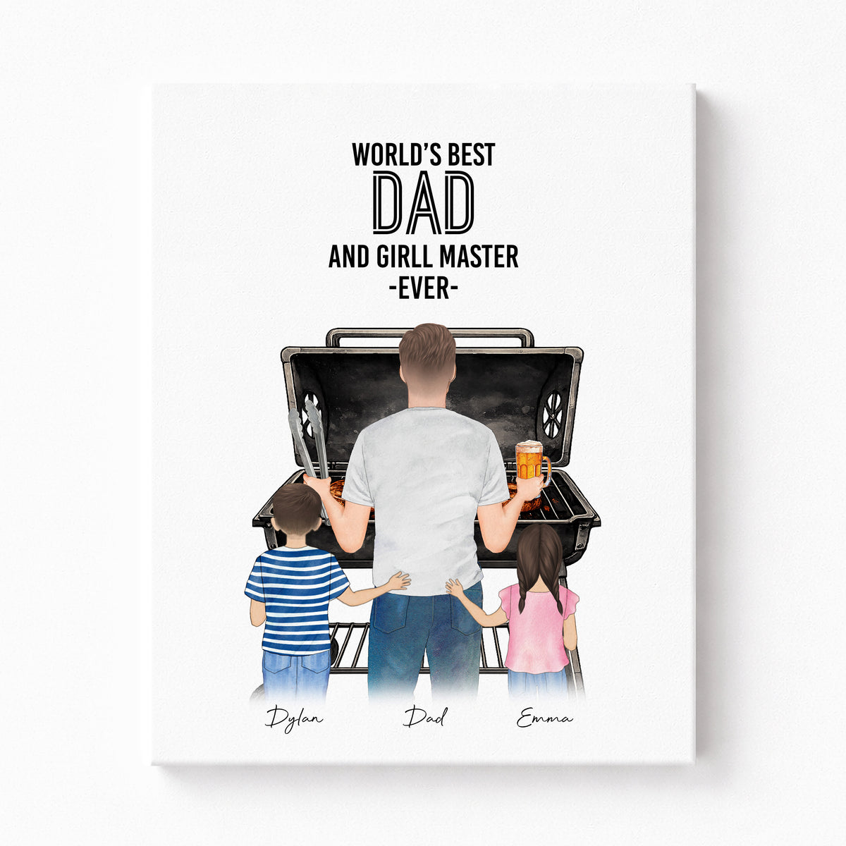 Custom Grill Dad Family Portrait | Father's Day BBQ Gift