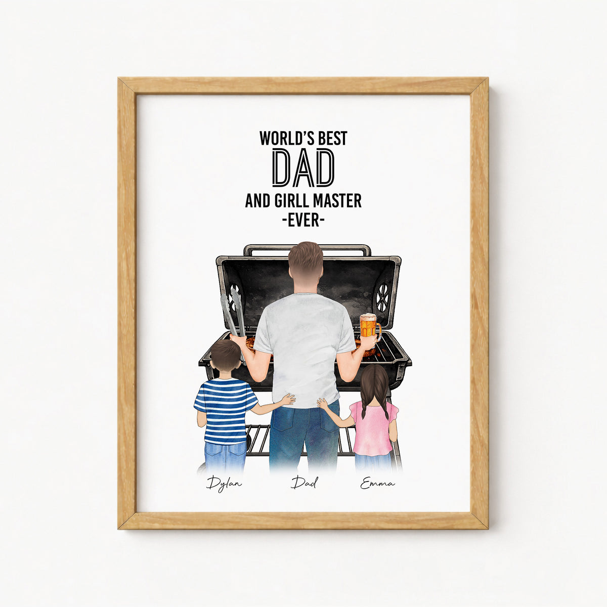 Custom Grill Dad Family Portrait | Father's Day BBQ Gift