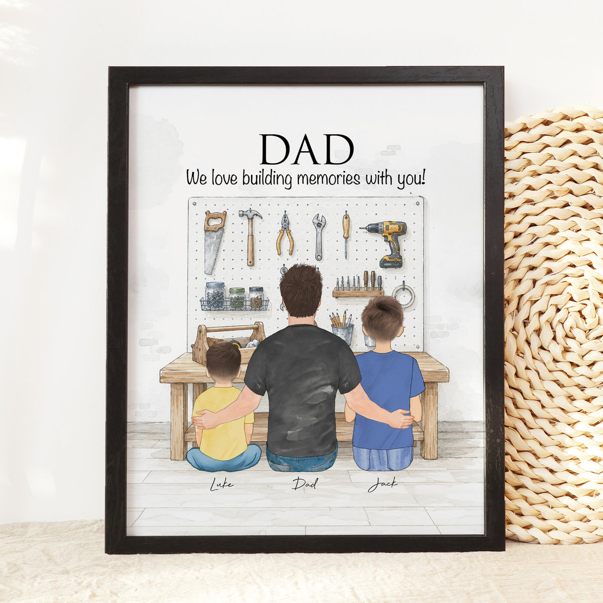 Custom DIY Dad Family Portrait | Father's Day Handyman Gift