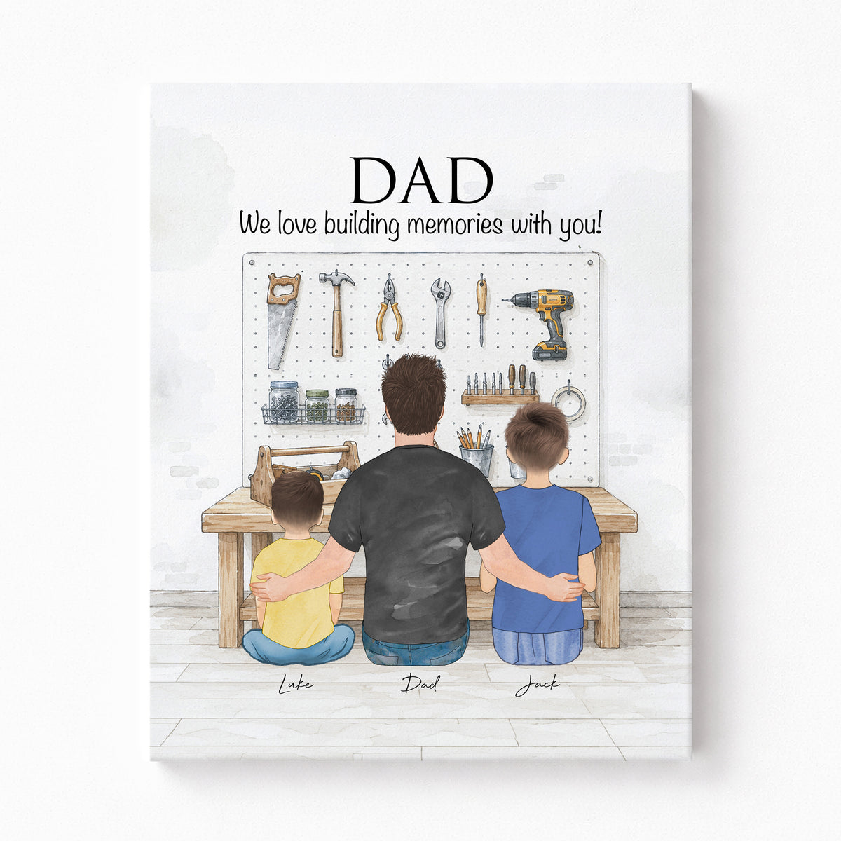 Custom DIY Dad Family Portrait | Father's Day Handyman Gift