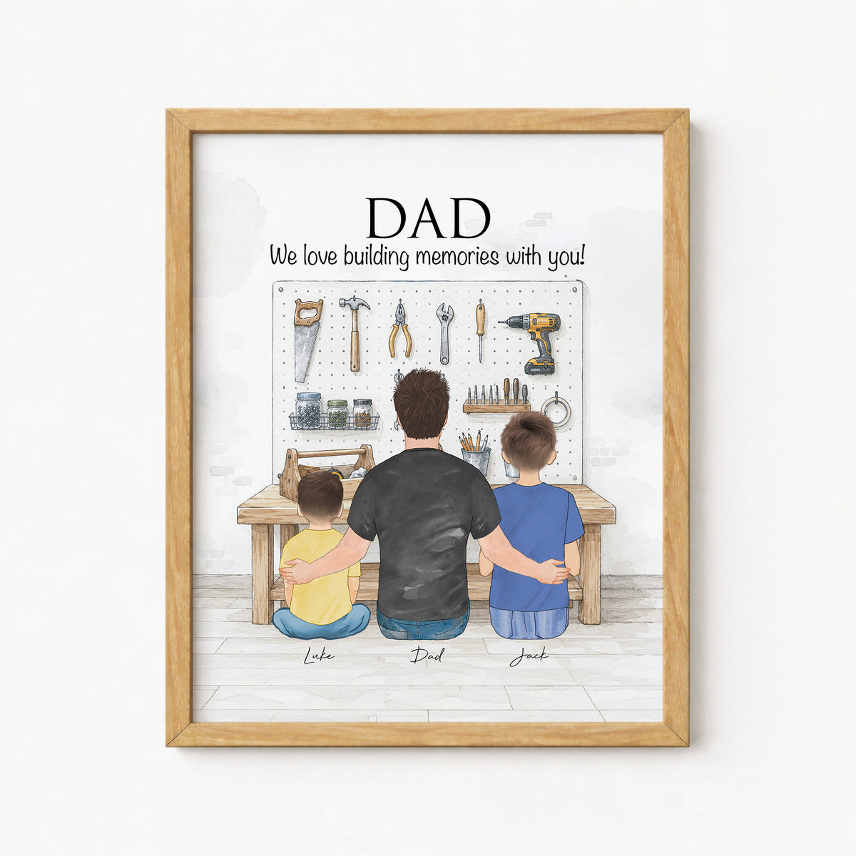 Custom DIY Dad Family Portrait | Father's Day Handyman Gift