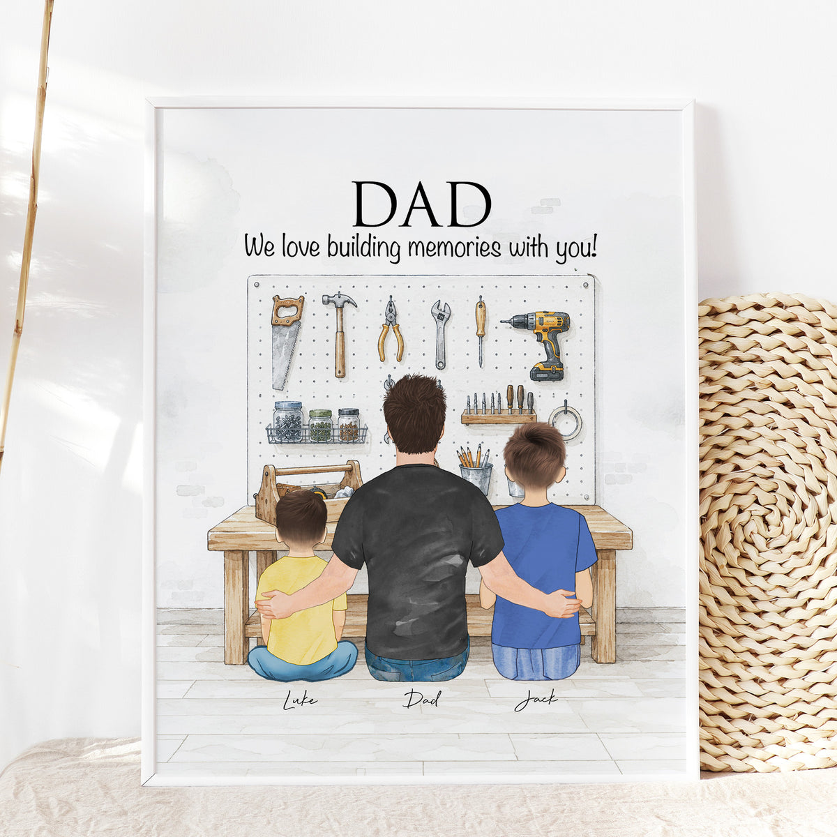 Custom DIY Dad Family Portrait | Father's Day Handyman Gift