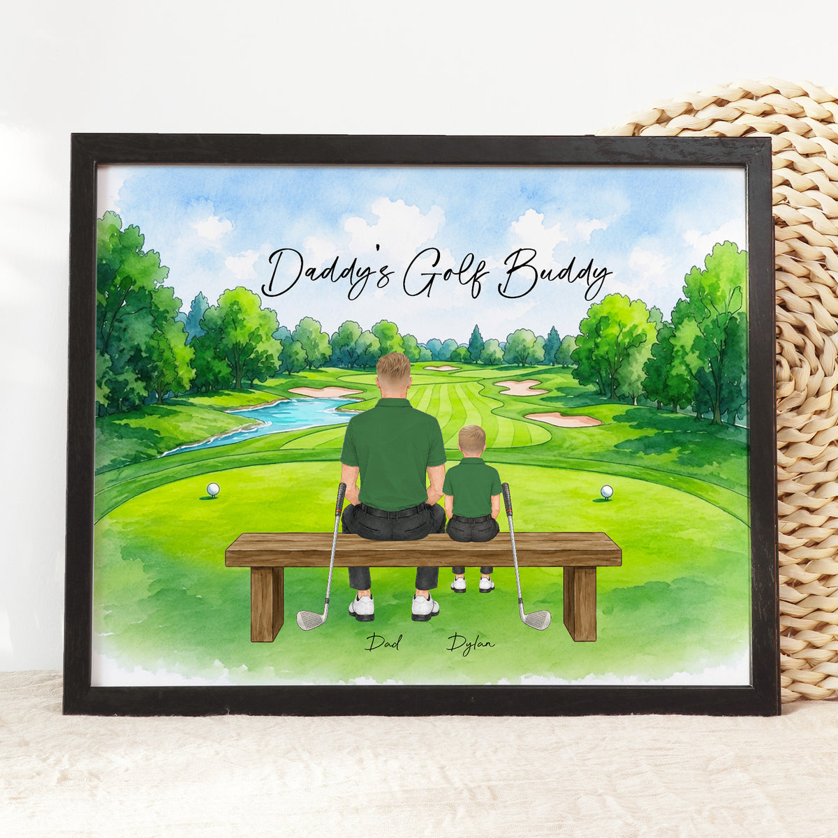 Custom Golf Dad Family Portrait | Father's Day Golf Gift