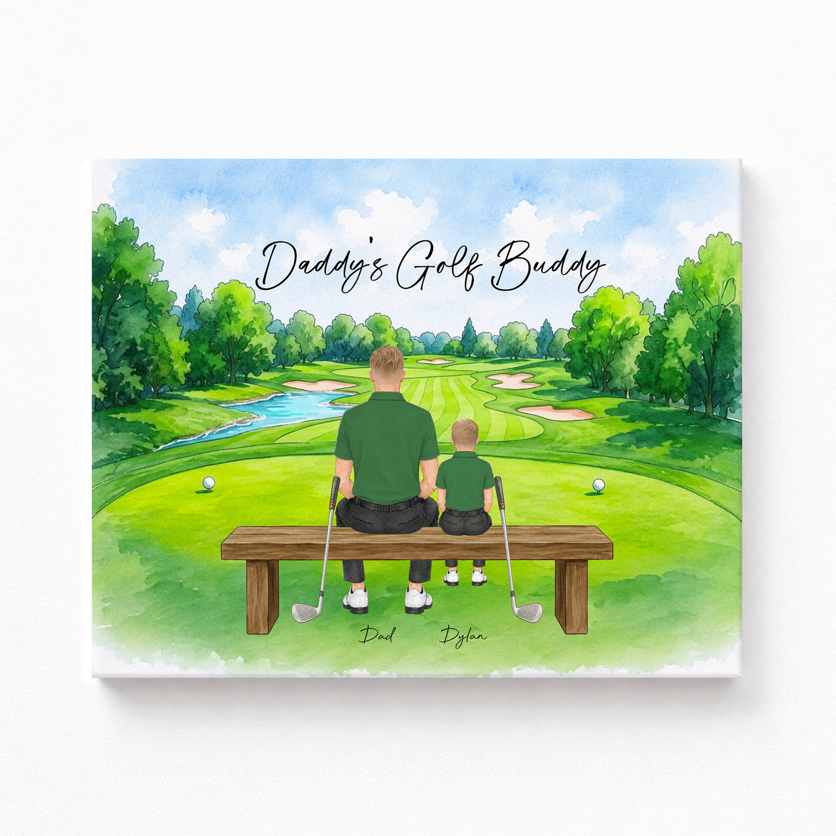 Custom Golf Dad Family Portrait | Father's Day Golf Gift