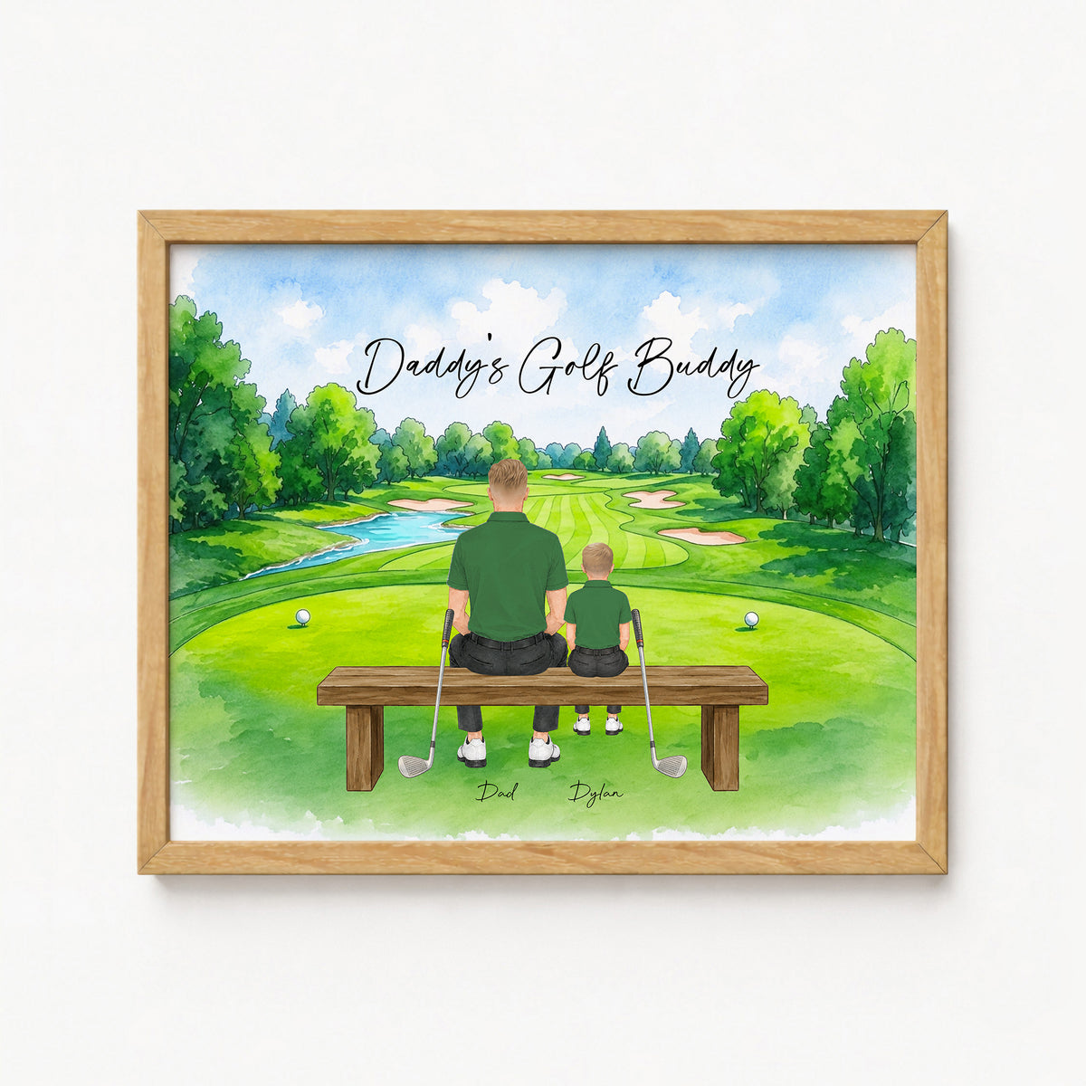 Custom Golf Dad Family Portrait | Father's Day Golf Gift