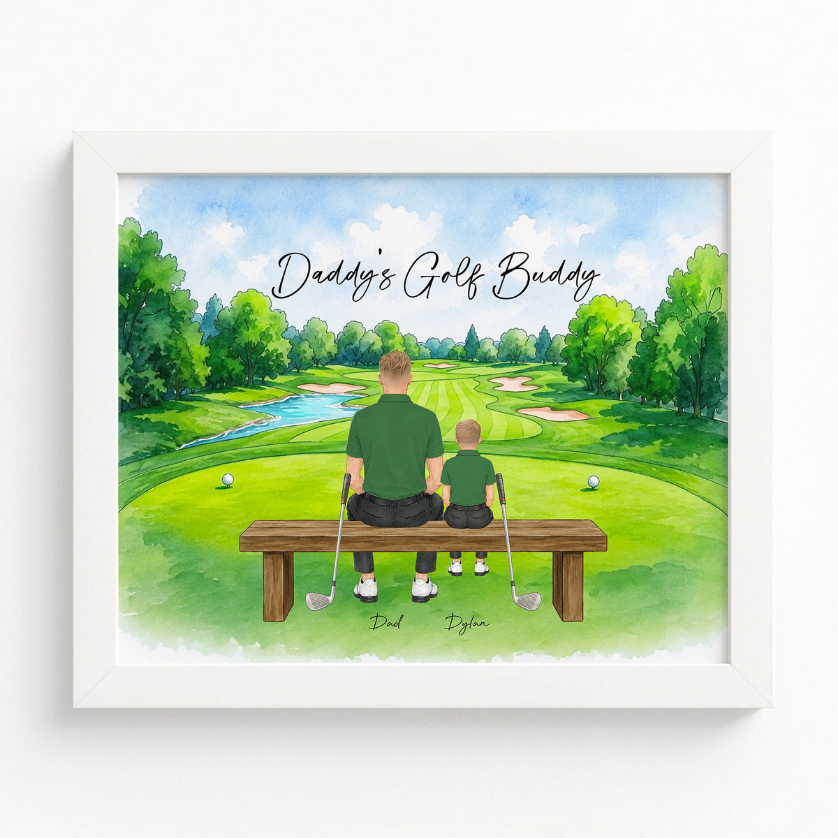 Custom Golf Dad Family Portrait | Father's Day Golf Gift