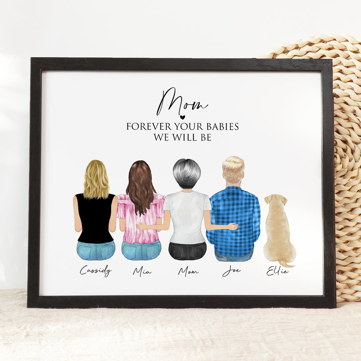 Custom Mom, Daughter & Son Portrait | 'Forever Your Babies' Gift