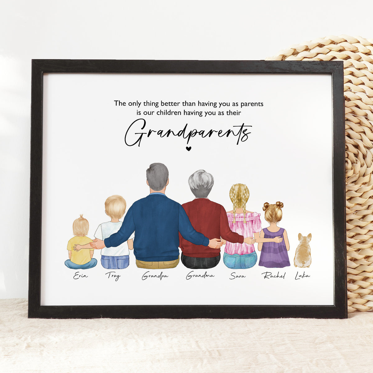 Custom Grandparents & Grandkids Portrait | Family Keepsake