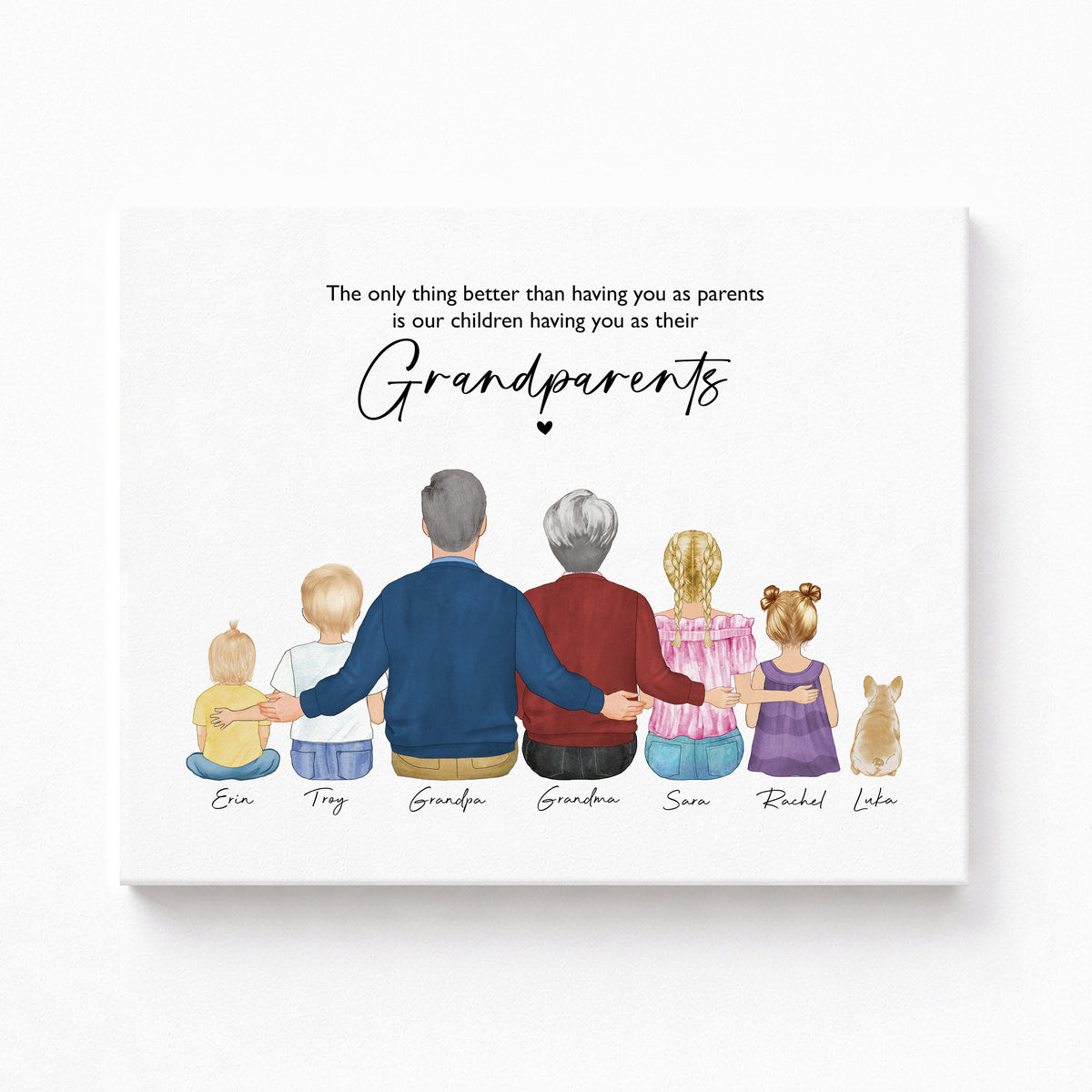 Custom Grandparents & Grandkids Portrait | Family Keepsake