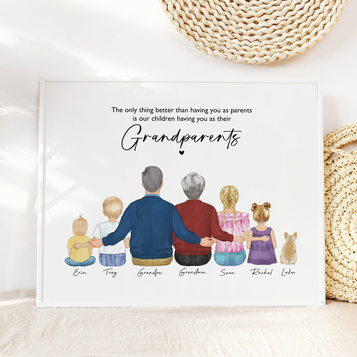 Custom Grandparents & Grandkids Portrait | Family Keepsake