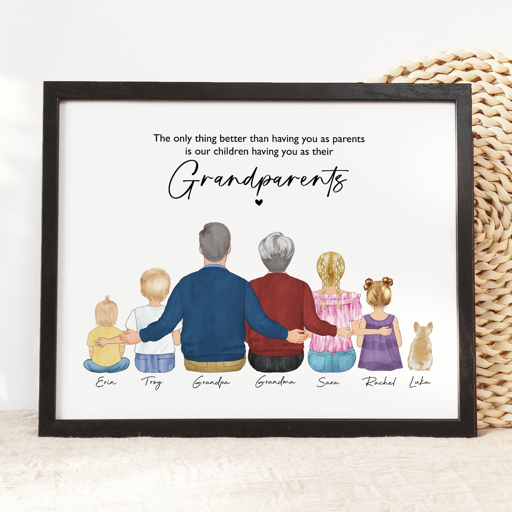 Custom Grandparents and Grandkids Portrait Wall Art