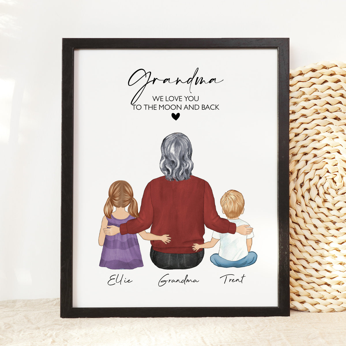 Custom Grandma Portrait with Family | Sentimental Home Art