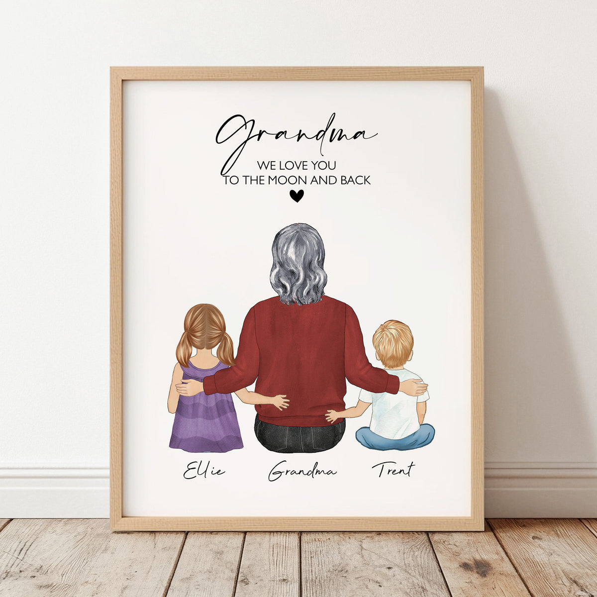 Custom Grandma Portrait with Family | Sentimental Home Art