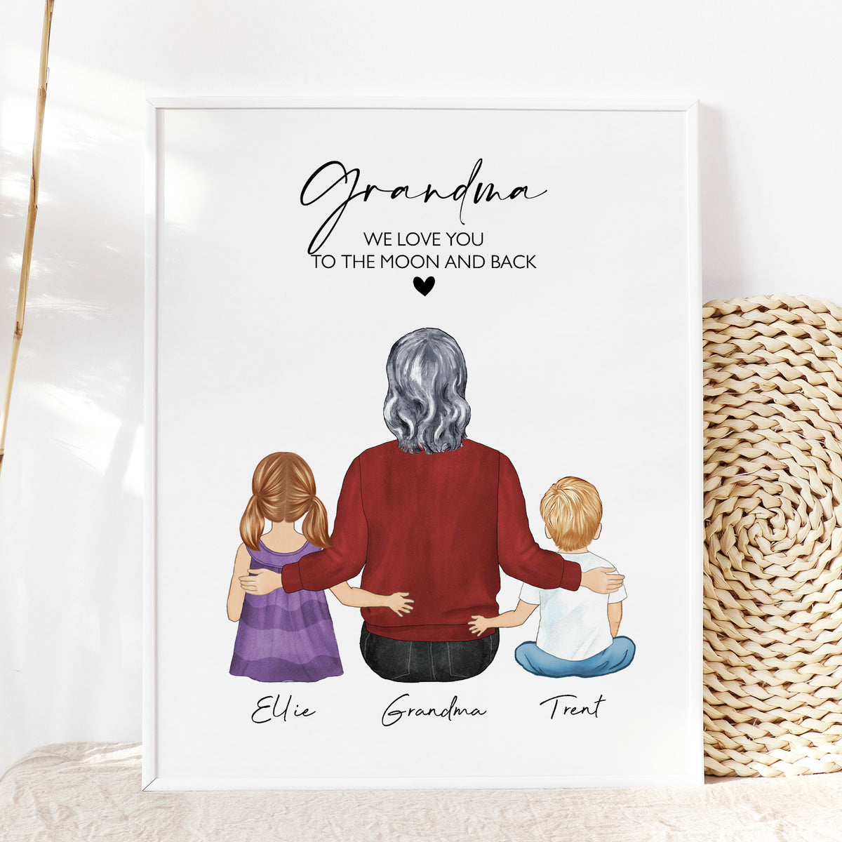 Custom Grandma Portrait with Family | Sentimental Home Art