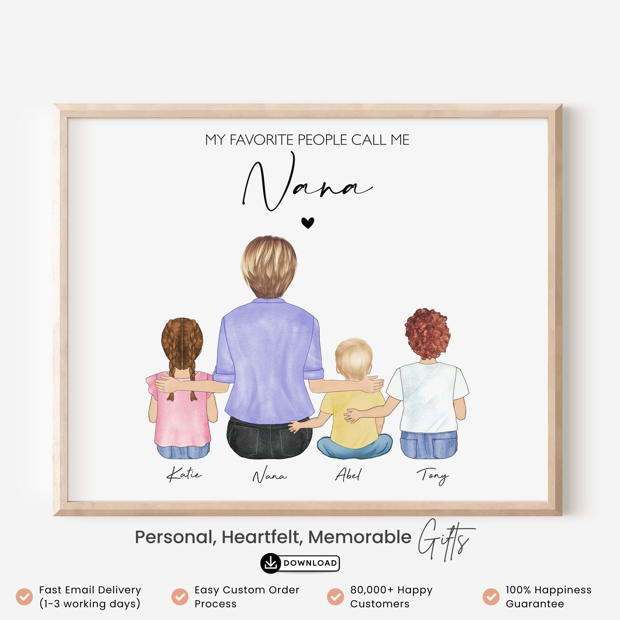 Custom Family Portrait Art for Nana
